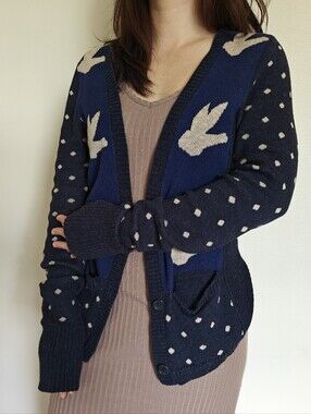 Leifnotes | Blue Pattern Cardigan Sweater